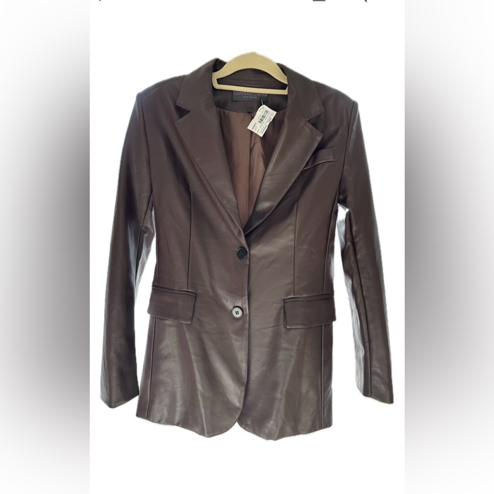 Blazer in gorgeous chocolate brown - XS tailored look, vegan leather